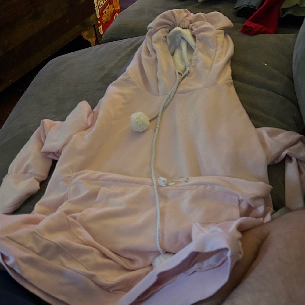 Pink Hoodie with Pom Pom Detail XL Tiny Dog Holder Pouch - Picture 2 of 10